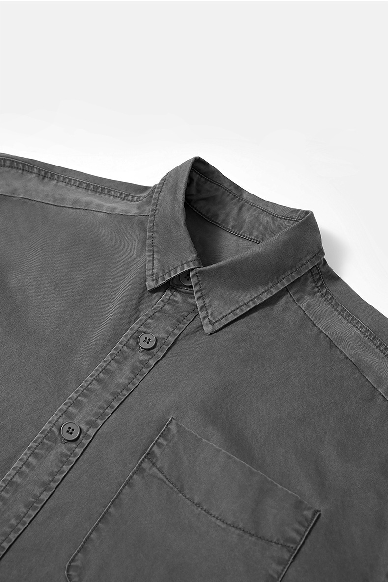 メンズカジュアルスーツ 男性用 秋新作 作業風 洗い加工 長袖襟付きシャツ