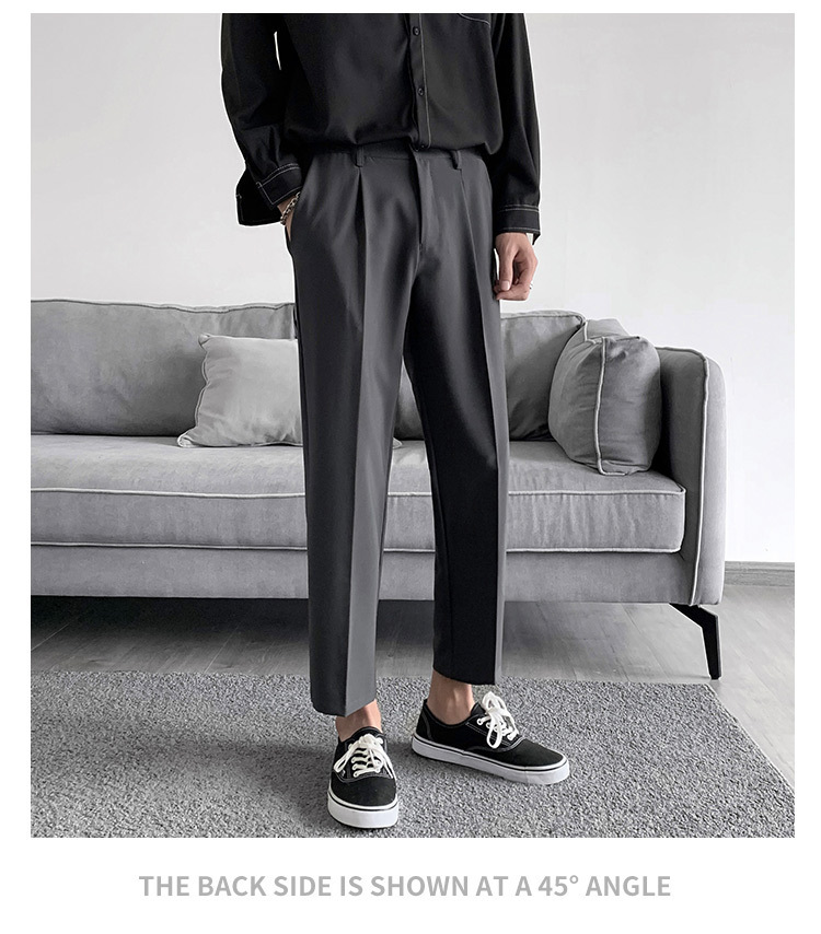 メンズカジュアルスーツ 軽量薄手九分丈スラックスパンツ紳士用春夏