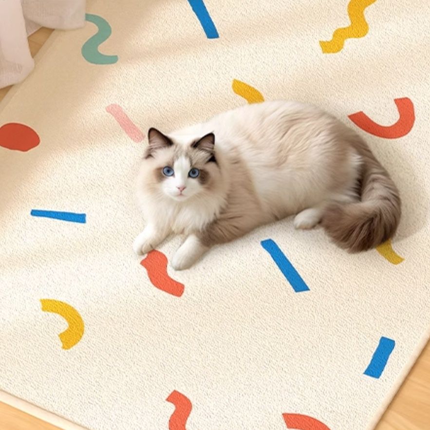 ペットマット 遊び心あふれる幾何学模様の猫ラグ