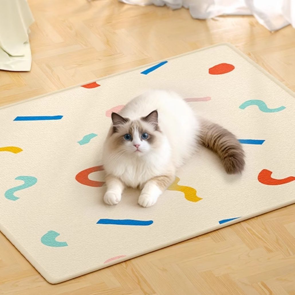 ペットマット 遊び心あふれる幾何学模様の猫ラグ