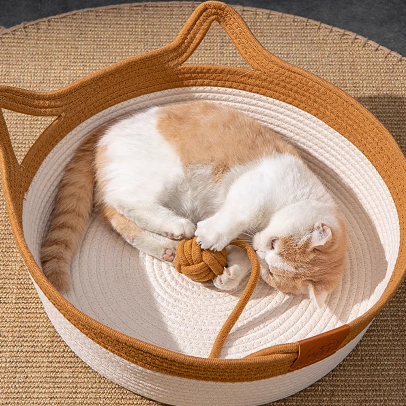 ペットマット ねこのおうち 縄編みバスケット