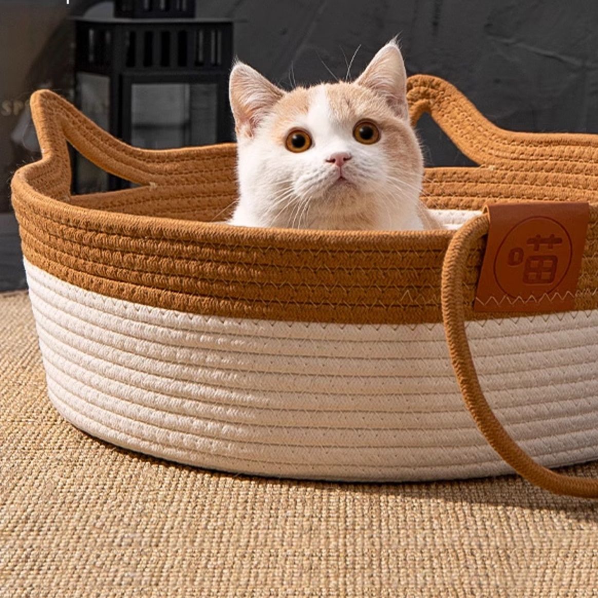 ペットマット ねこのおうち 縄編みバスケット