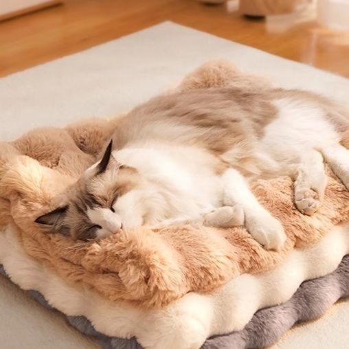 ペットマット ふわふわ雲型もこもこ猫用快眠敷布団