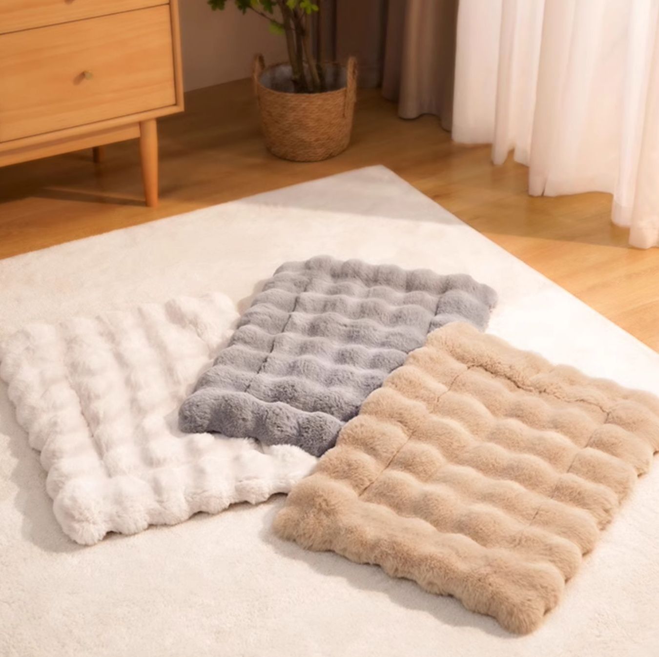 ペットマット ふわふわ雲型もこもこ猫用快眠敷布団