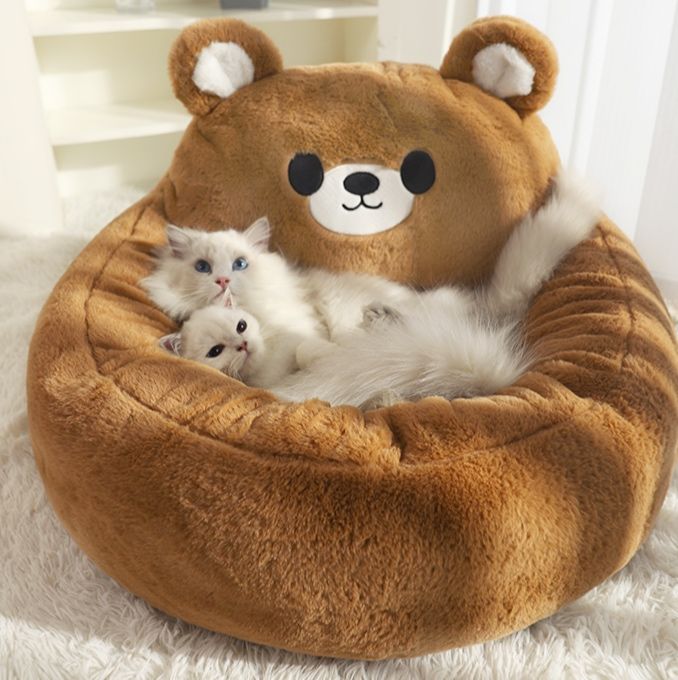 ペットマット ふわふわ動物デザイン円形ペットベッド