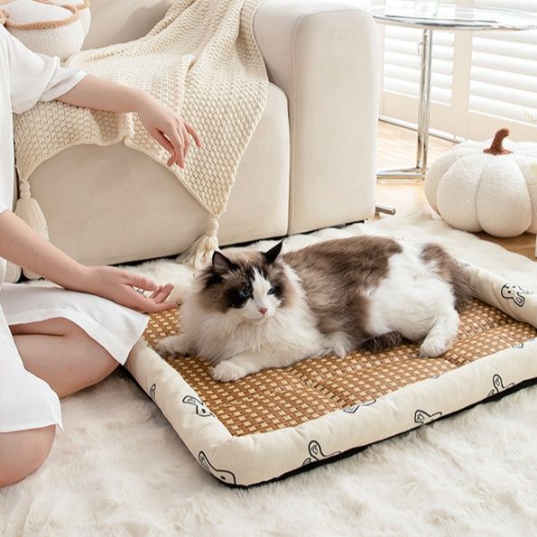 ペットマット 猫用 涼感竹編織ひんやりマット