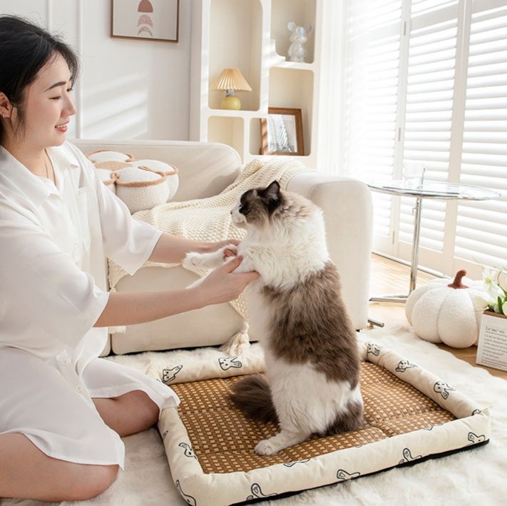 ペットマット 猫用 涼感竹編織ひんやりマット