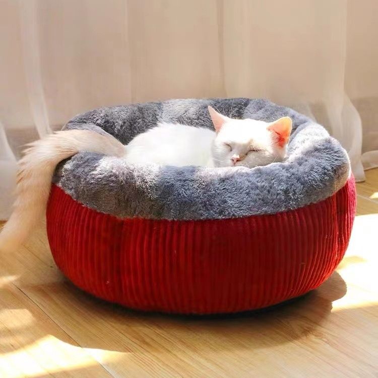 ペットマット 猫用 もちもち立体縫製の丸型包み込みマット