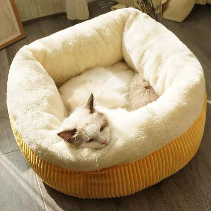 ペットマット 猫用 もちもち立体縫製の丸型包み込みマット