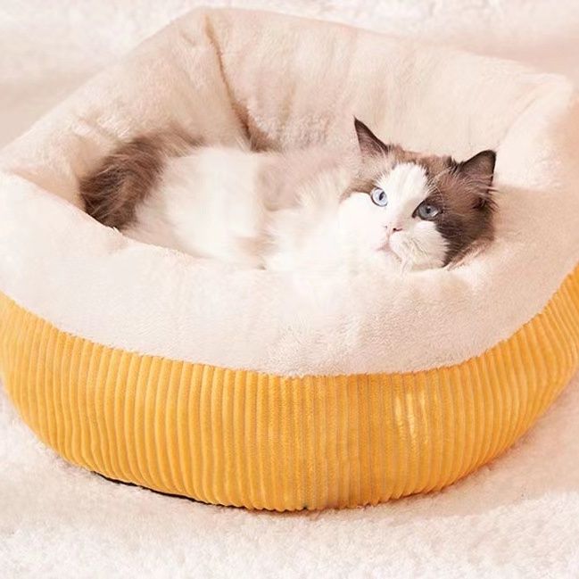 ペットマット 猫用 もちもち立体縫製の丸型包み込みマット