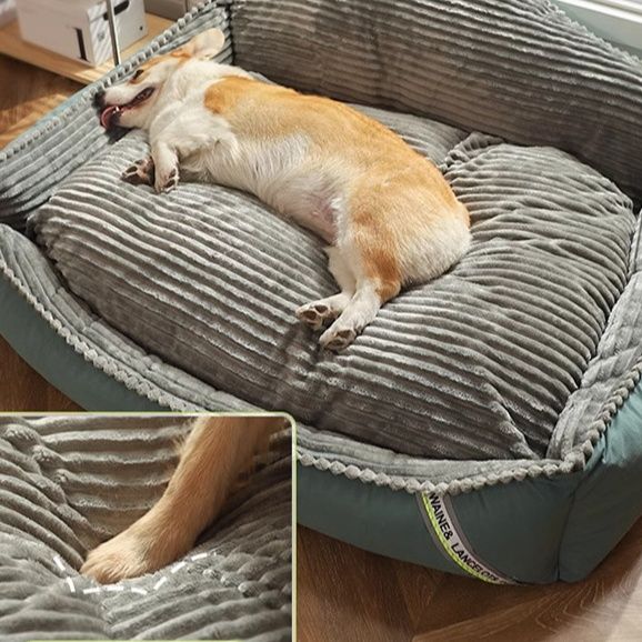 ペットマット 犬用 ふかふか編み縁取りソファ型ペットマット