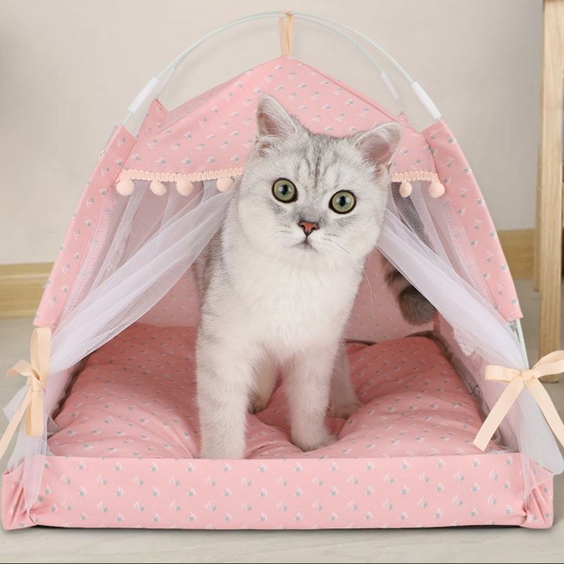 ペットマット 可愛いお姫様ドーム型猫用ハウス付きペットマット