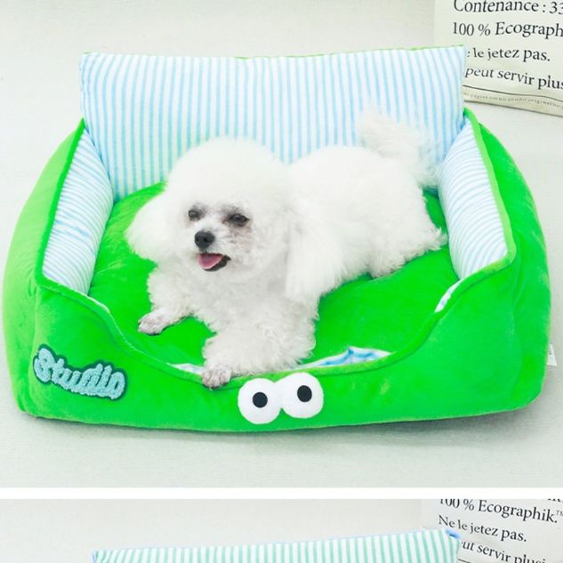 ペットマット 可愛い目玉付きソファ型ふかふか犬用ベッド