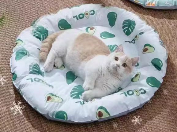 ペットマット 夏用ひんやり接触冷感丸型ペットマット犬猫兼用