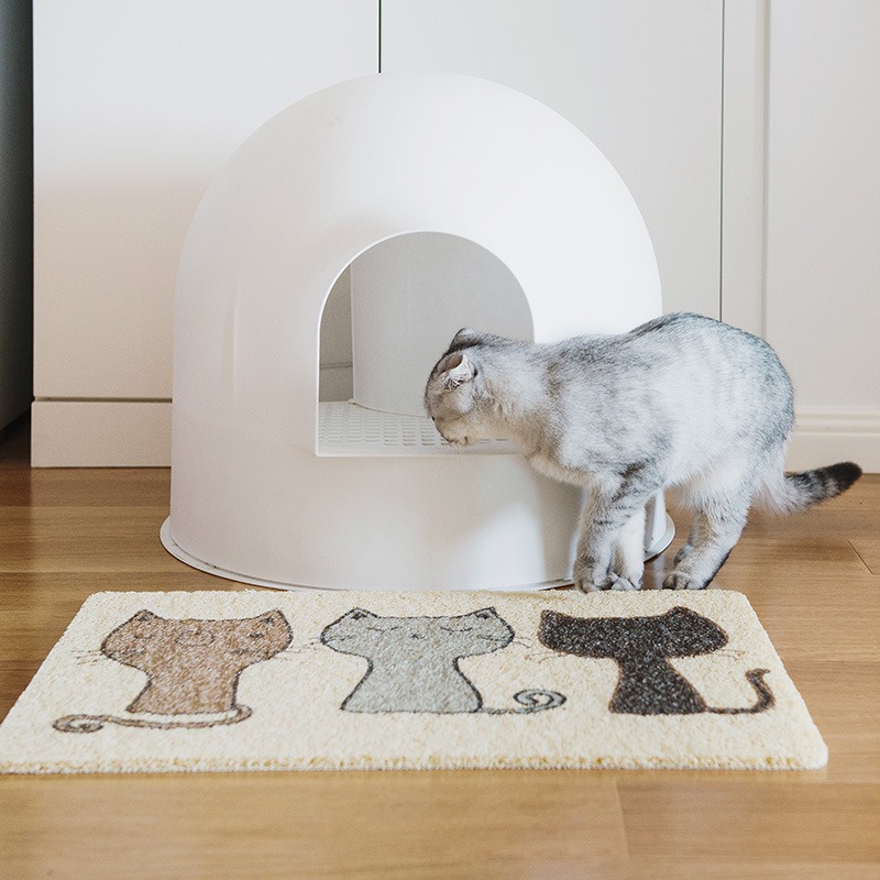 ペットマット 猫ラグマット 可愛い三匹猫柄 通気性ペット用マット