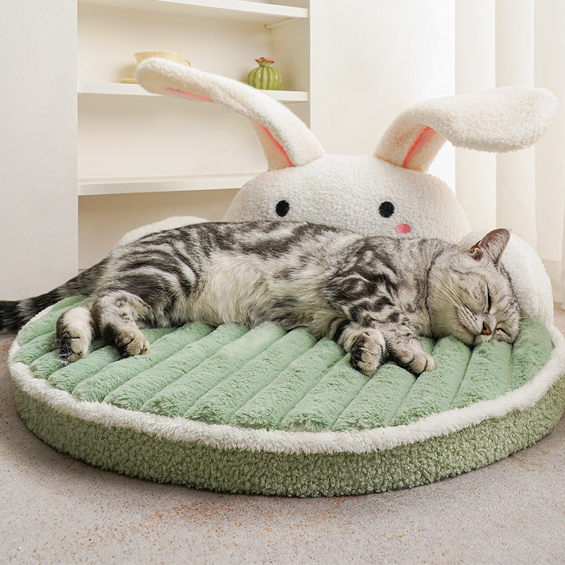 ペットマット うさぎ型背もたれ付きふわふわ猫用ペットマット