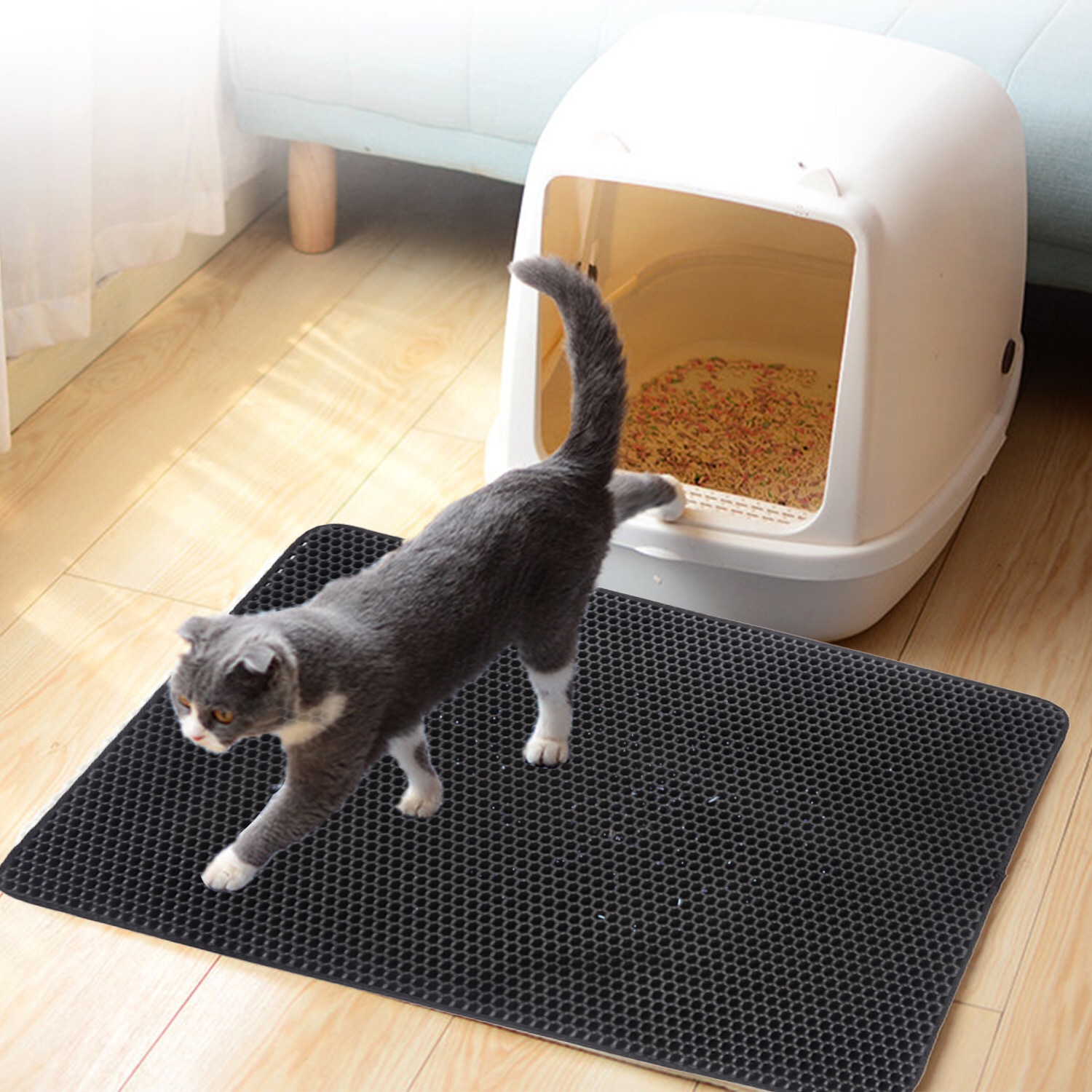 ペットマット 猫用 蜂の巣構造猫砂飛び散り防止ペットマット