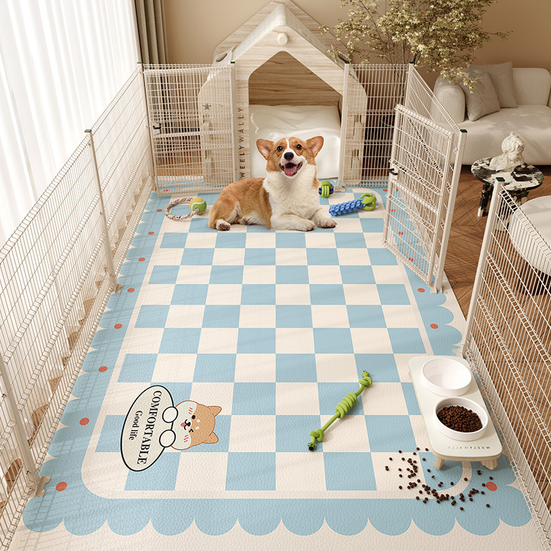 ペットマット チェック柄大判滑り止め付き犬用ペットマット