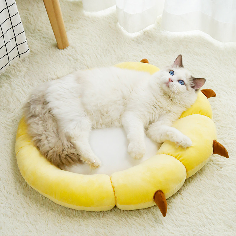 ペットマット 果物型ふわふわ抱き枕付き猫用休憩マット