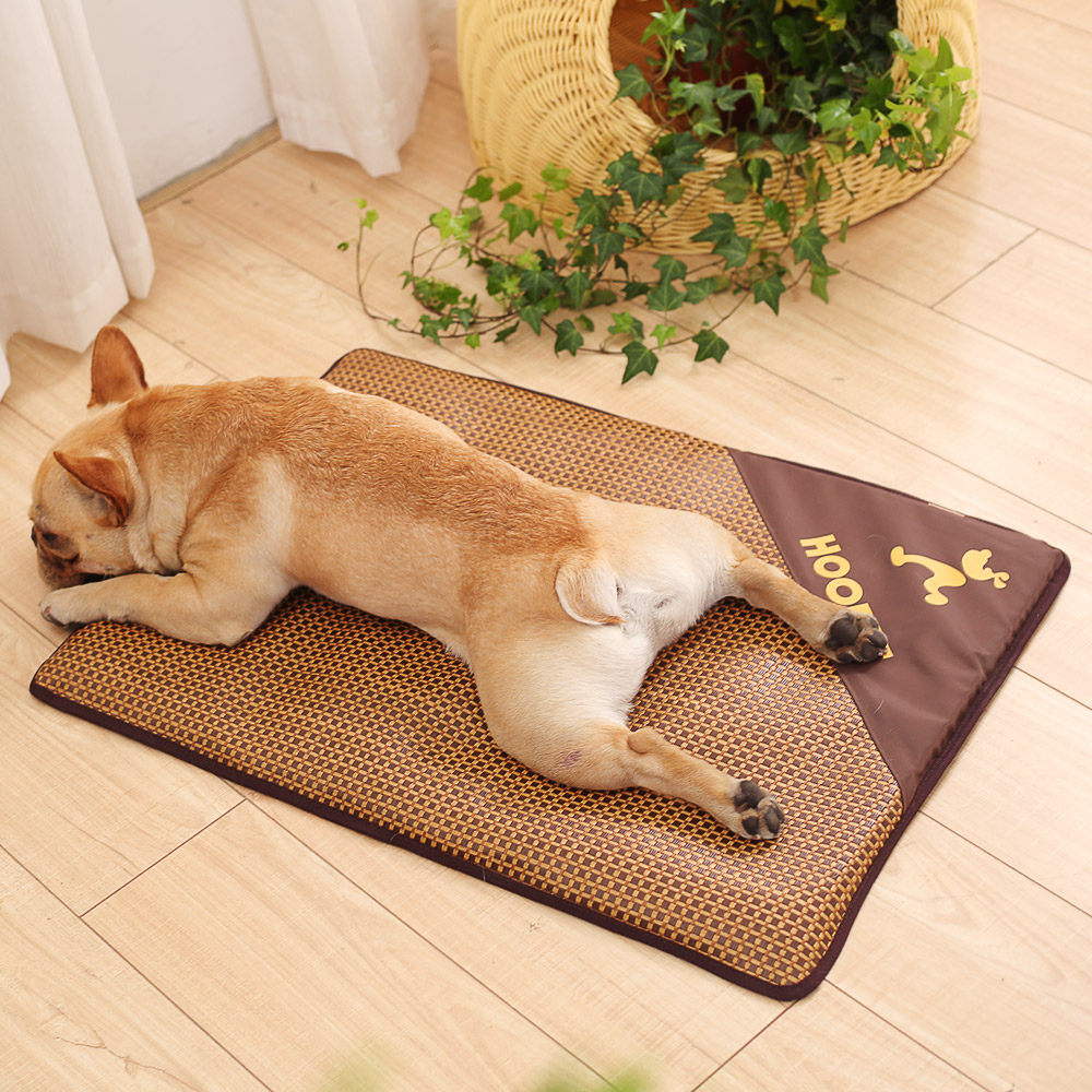 ペットマット 夏用ひんやり竹編みクールペットマット犬用