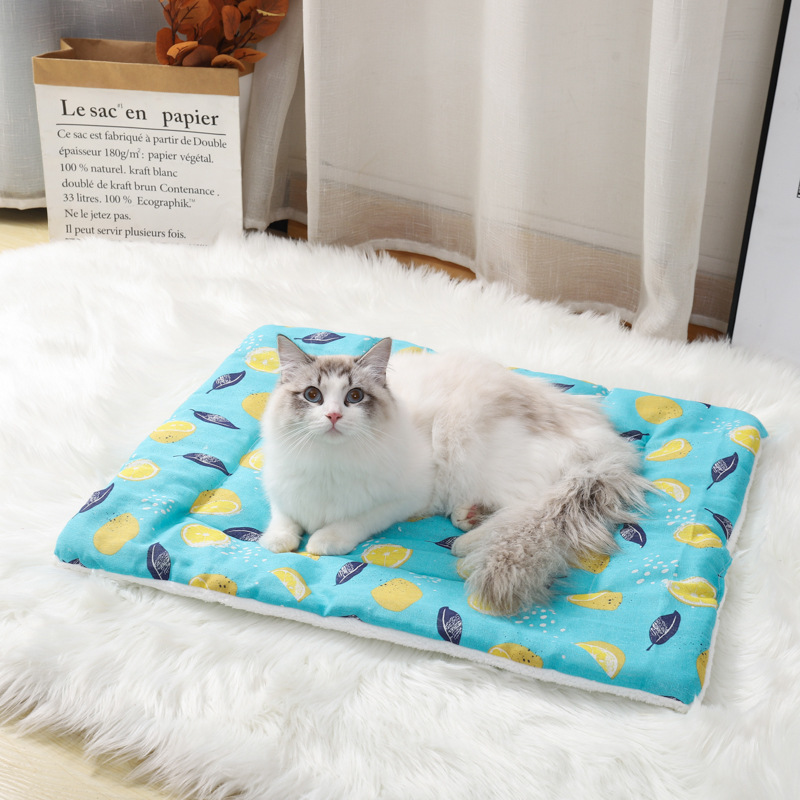 ペットマット 猫用ふわふわ果物柄ペットマット 洗える快適クッション