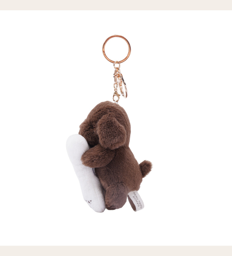 犬 ぬいぐるみ おねだりプードル 骨抱きキーホルダー