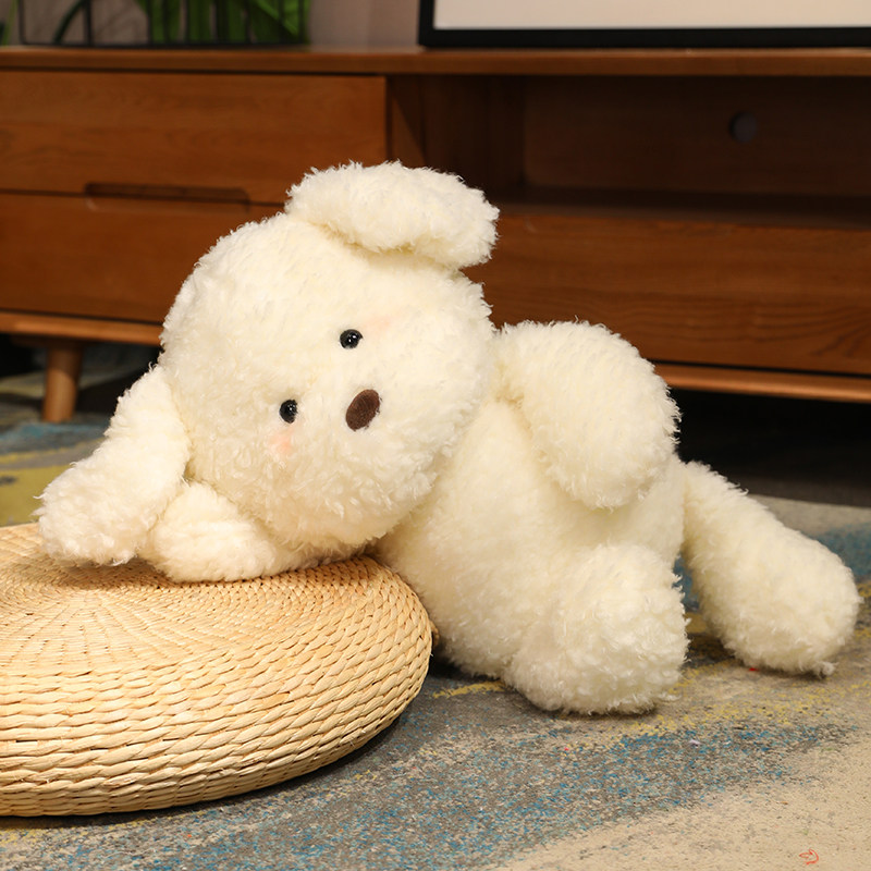 犬 ぬいぐるみ ふわふわ寝そべりトイプードル