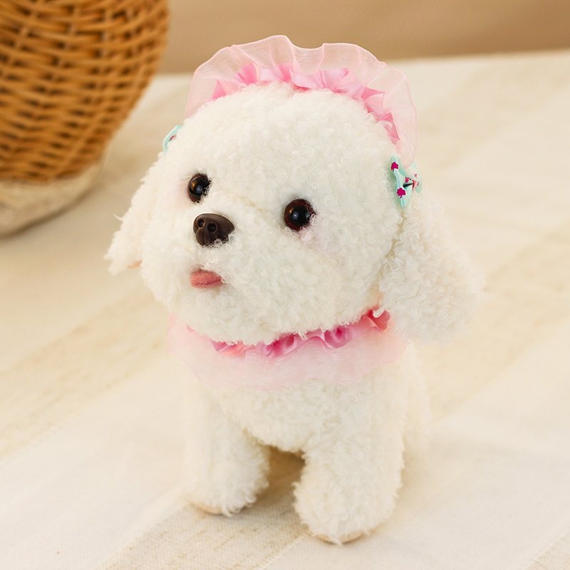 犬 ぬいぐるみ トイプードルぬいぐるみ　可愛いフリル付きおめかしトイプードルぬいぐるみ