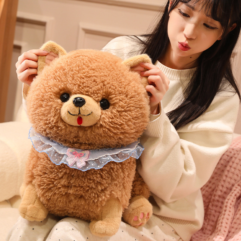 ふわふわポメラニアン レース襟付きぬいぐるみ