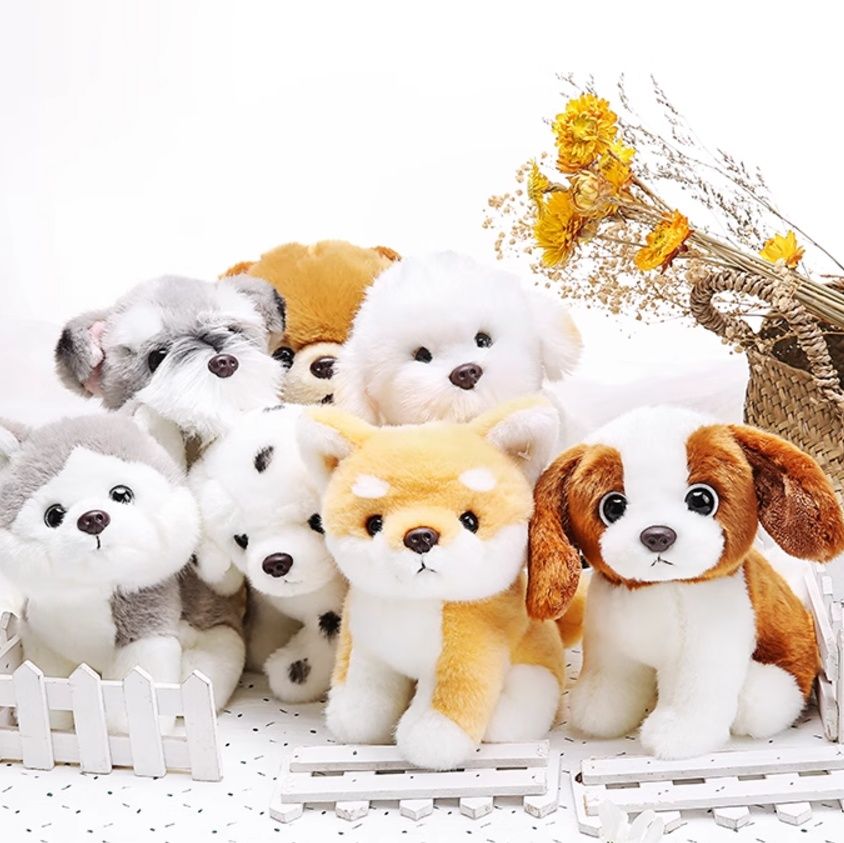 犬 ぬいぐるみ もふもふ笑顔の柴犬ともだち