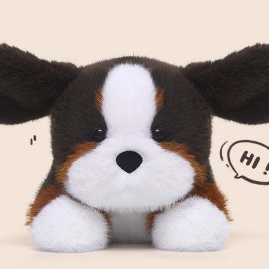 犬 ぬいぐるみ もふもふ伏せ犬の癒しぬいぐるみ