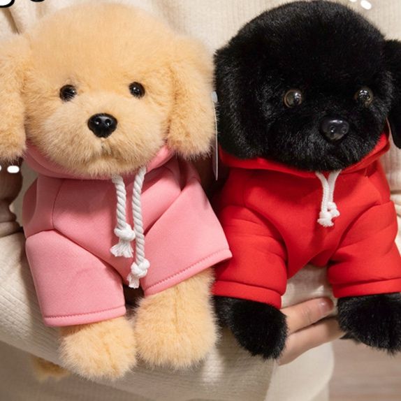 犬 ぬいぐるみ パーカー着用 愛らしいトイプードル ぬいぐるみ