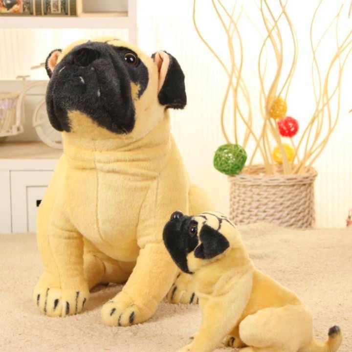 犬 ぬいぐるみ 親子で仲良し座りポーズパグ犬ぬいぐるみ