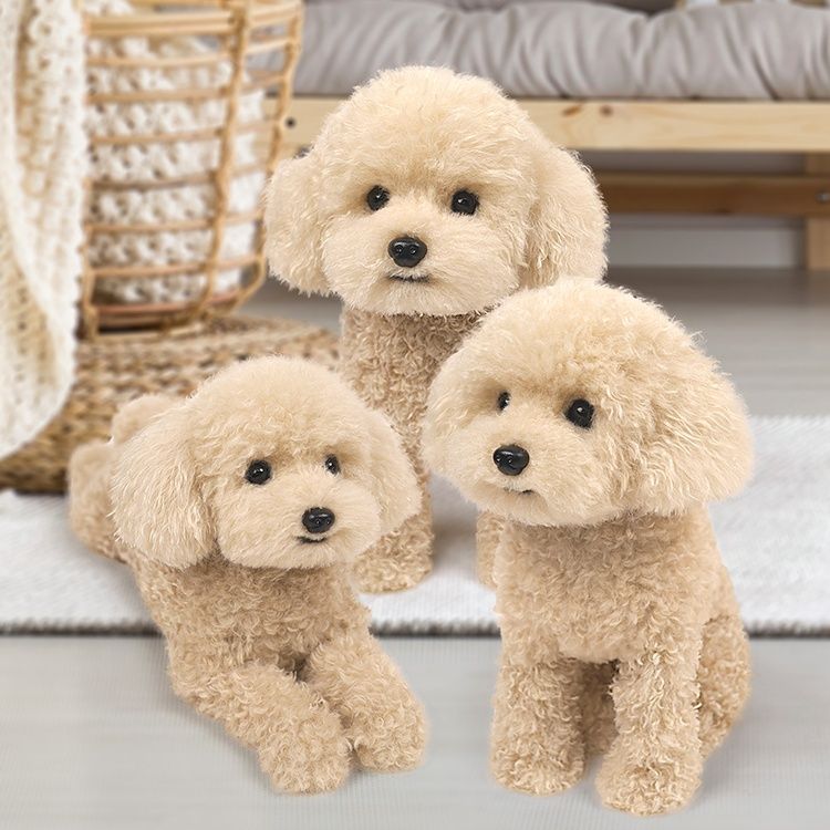 犬 ぬいぐるみ ふわふわ巻き毛の愛らしいトイプードルぬいぐるみ