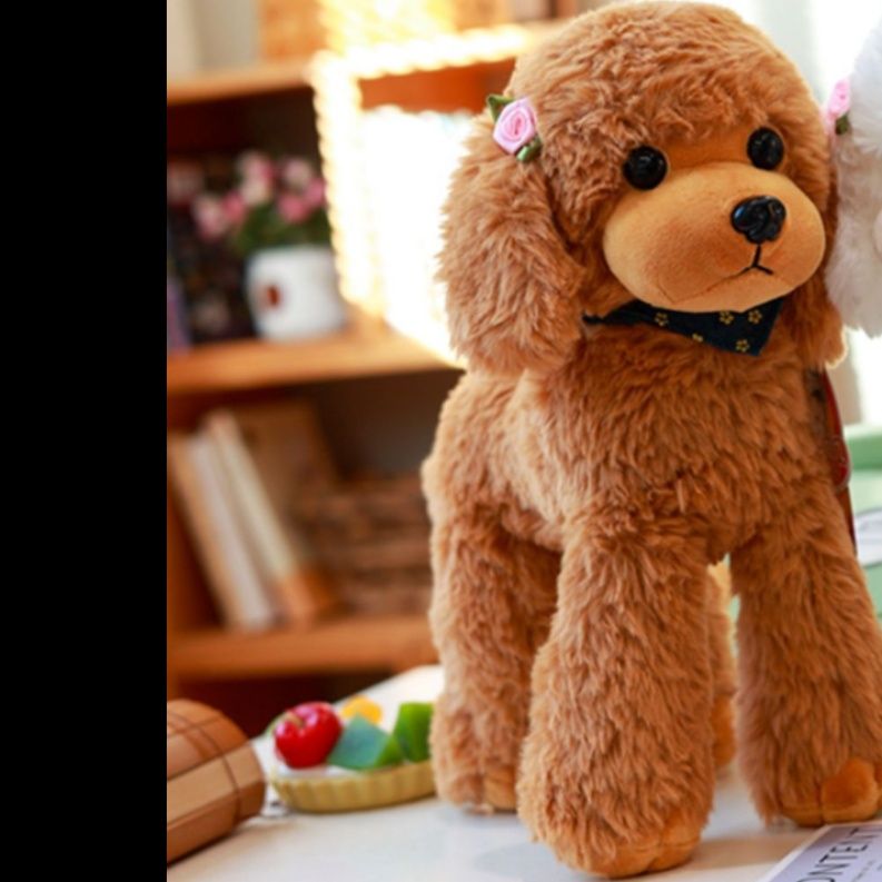 犬 ぬいぐるみ ふわふわもこもこ愛らしいトイプードル座り姿