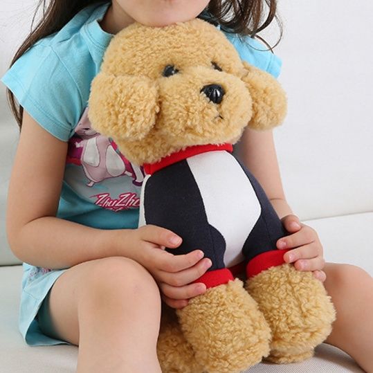 犬 ぬいぐるみ 首かけスカーフ付き座りポーズトイプードル