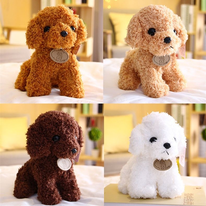 犬 ぬいぐるみ ふわふわ巻き毛の愛らしいトイプードル座りポーズぬいぐるみ