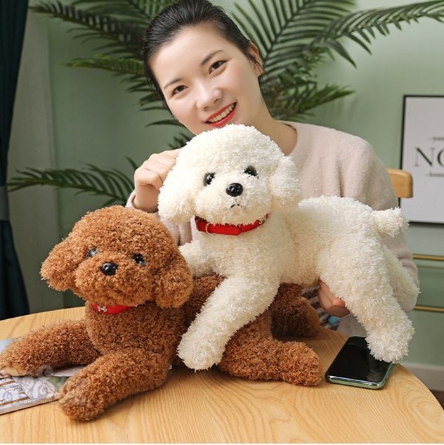 犬 ぬいぐるみ ふわふわ毛並みトイプードル犬のぬいぐるみ