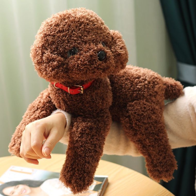 犬 ぬいぐるみ ふわふわ毛並みトイプードル犬のぬいぐるみ