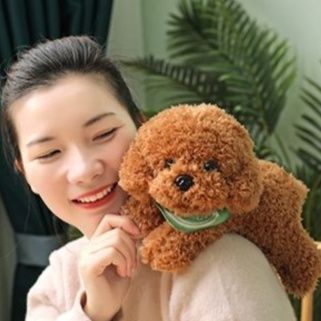 犬 ぬいぐるみ ふわふわ毛並みトイプードル犬のぬいぐるみ