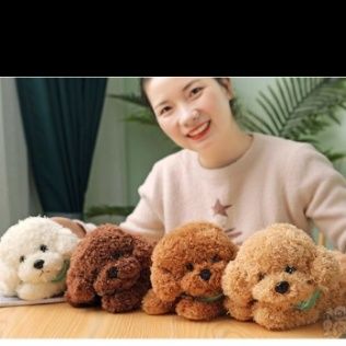 犬 ぬいぐるみ ふわふわ毛並みトイプードル犬のぬいぐるみ