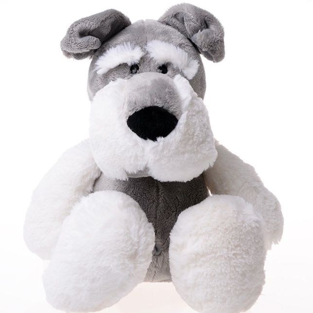 犬 ぬいぐるみ もこもこシュナウザー風座りポーズ犬ぬいぐるみ
