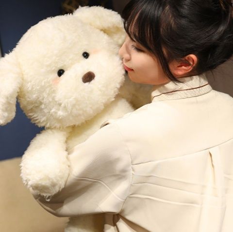 犬 ぬいぐるみ ふわふわ寝そべりトイプードル