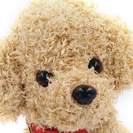 犬 ぬいぐるみ もこもこ巻き毛の首輪付きトイプードルぬいぐるみ