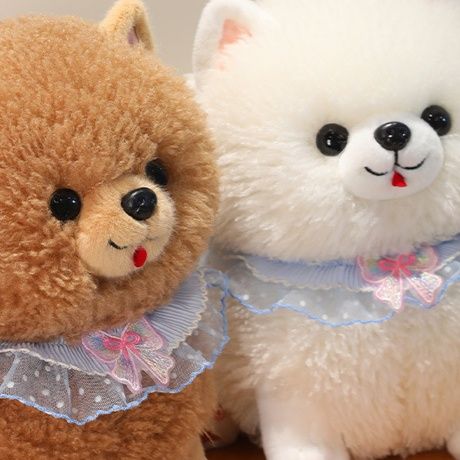 犬 ぬいぐるみ フリルえり付きもこもこポメラニアンぬいぐるみ