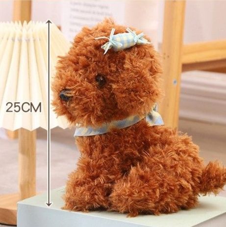 犬 ぬいぐるみ リボン付きおすわりトイプードルぬいぐるみ