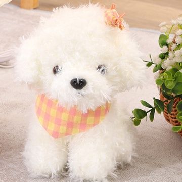 犬 ぬいぐるみ リボン付きおすわりトイプードルぬいぐるみ