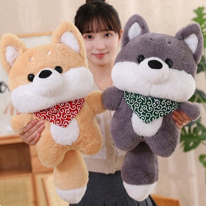 和柄バンダナ付き豆柴犬ぬいぐるみ