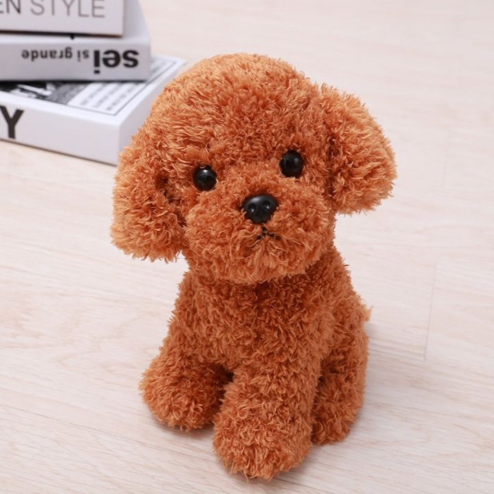 犬 ぬいぐるみ もこもこ巻き毛トイプードル座り姿ぬいぐるみ