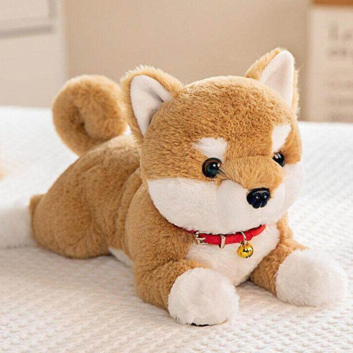 犬 ぬいぐるみ 首輪付き秋田犬のリアルぬいぐるみ